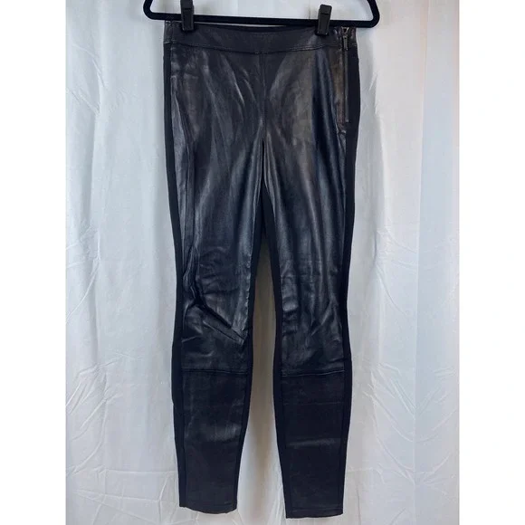 White House Black Market Skinny Leg Faux Leather Front Women's Size 2R Jeggings - Picture 1 of 12